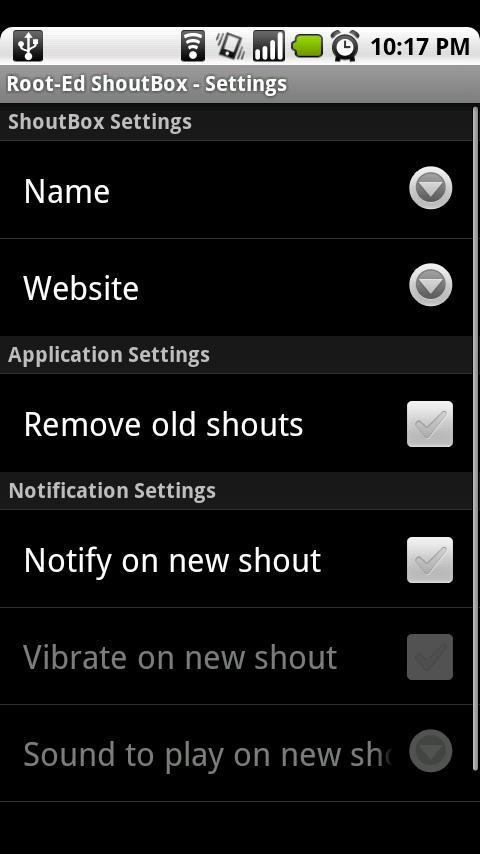 Root-Ed Shoutbox Android Communication