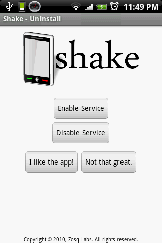 Shake  Uninstall