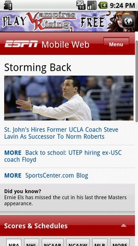 ESPN Browser Android Sports