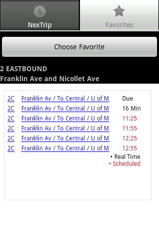 Next MetroTransit Bus Trip Android Travel & Local