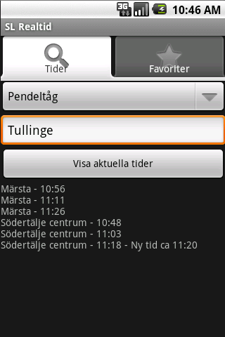 SL Realtid Android Travel