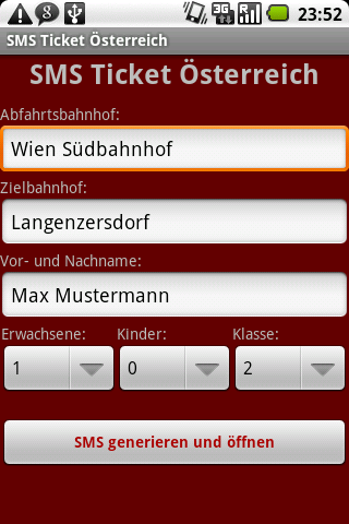 SMS Ticket Österreich Android Travel