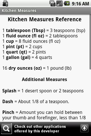 Kitchen Measure Android Books & Reference