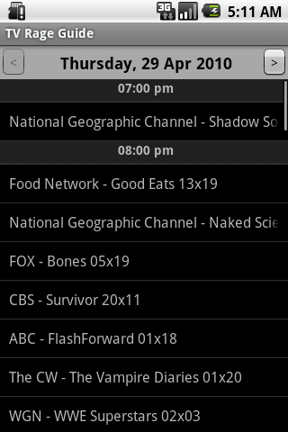 TV Rage Guide Android Reference