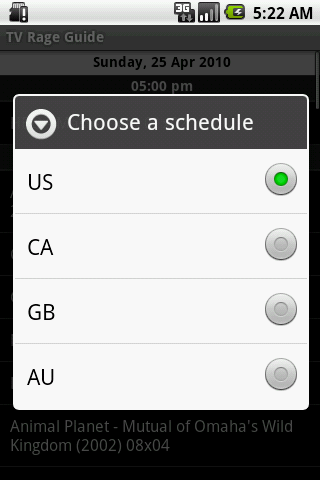 TV Rage Guide Android Reference