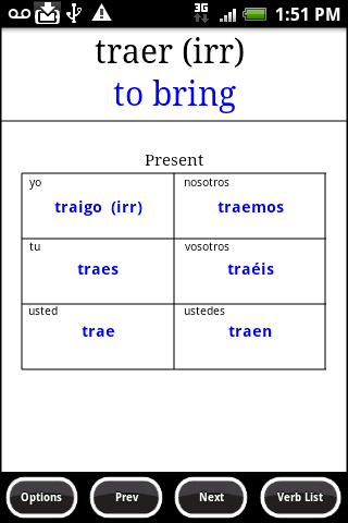 A Spanish Verb-A-Day Android Reference