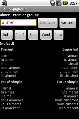 Le Conjugueur Android Reference