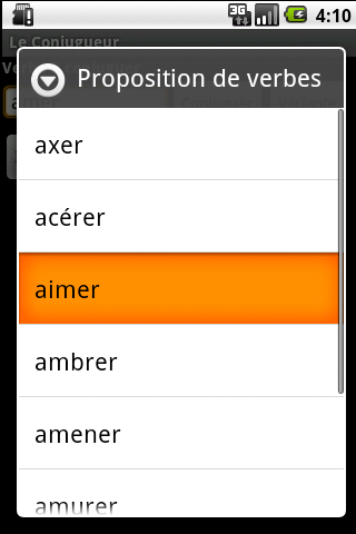 Le Conjugueur Android Reference
