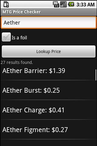 MTG Price Checker Android Reference