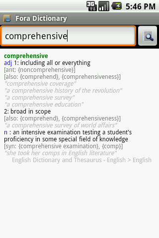English Dictionary Package Android Reference