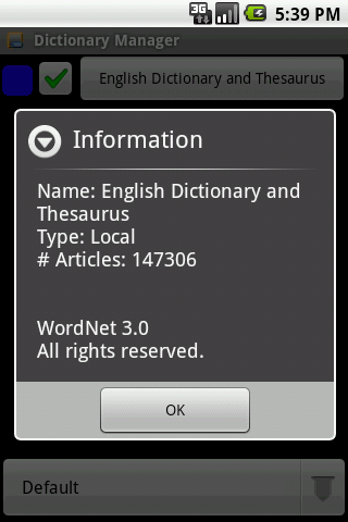 English Dictionary Package Android Reference