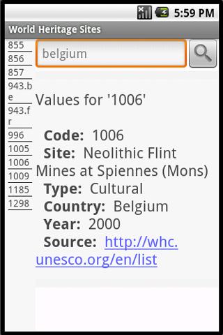 UNESCO Heritage Sites Android Reference