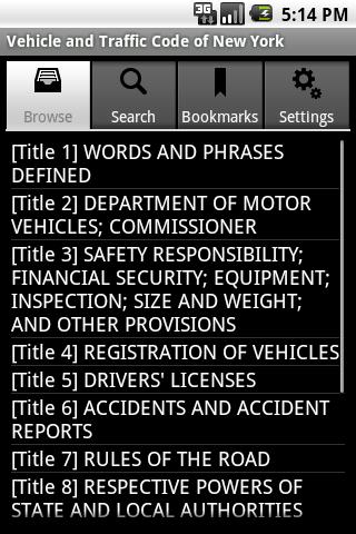 NY Vehicle and Traffic Code Android Reference