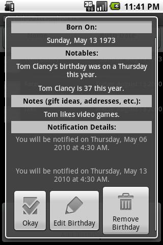 Birthday Organizer Android Productivity