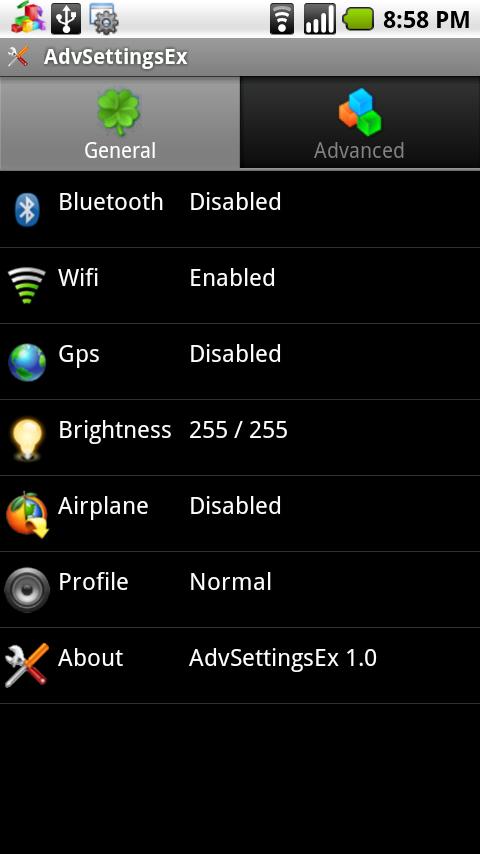 AdvSettingsEx for Eclair Froyo Android Productivity