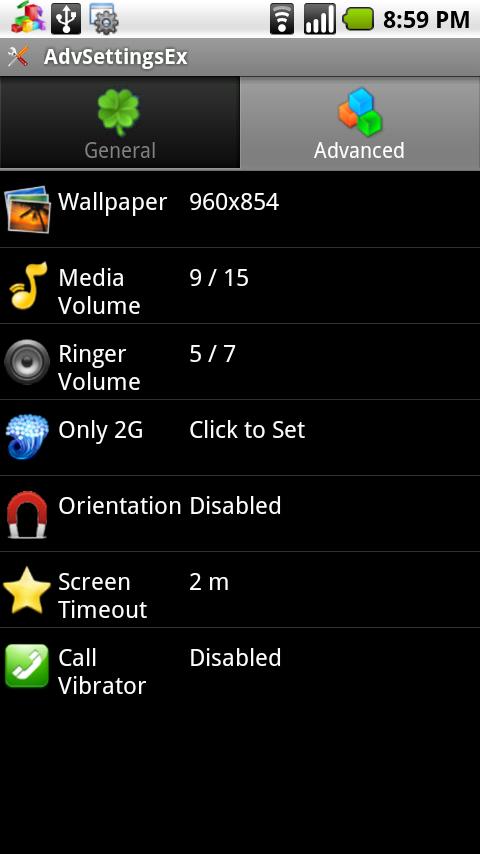 AdvSettingsEx for Eclair Froyo Android Productivity