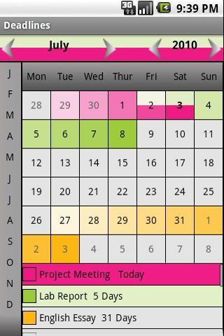 Deadlines Calendar Free Android Productivity