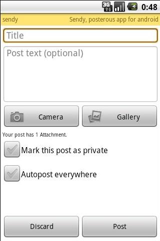 sendy, posterous client Android Social