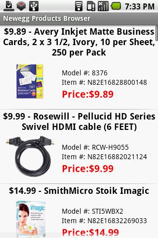 RSS for Newegg Android Shopping