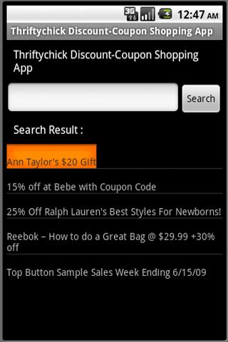 Thriftychick Coupon finder Android Shopping