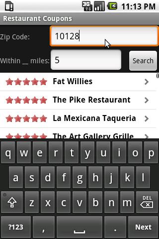 Restaurant Coupons Android Shopping