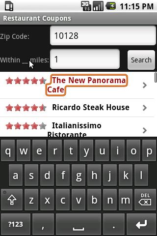 Restaurant Coupons Android Shopping