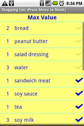 Simple Shopping List Android Shopping