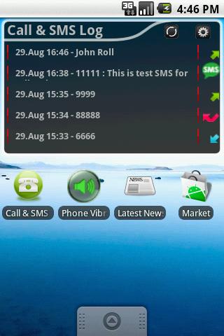 Call & SMS Log Widget Android Communication