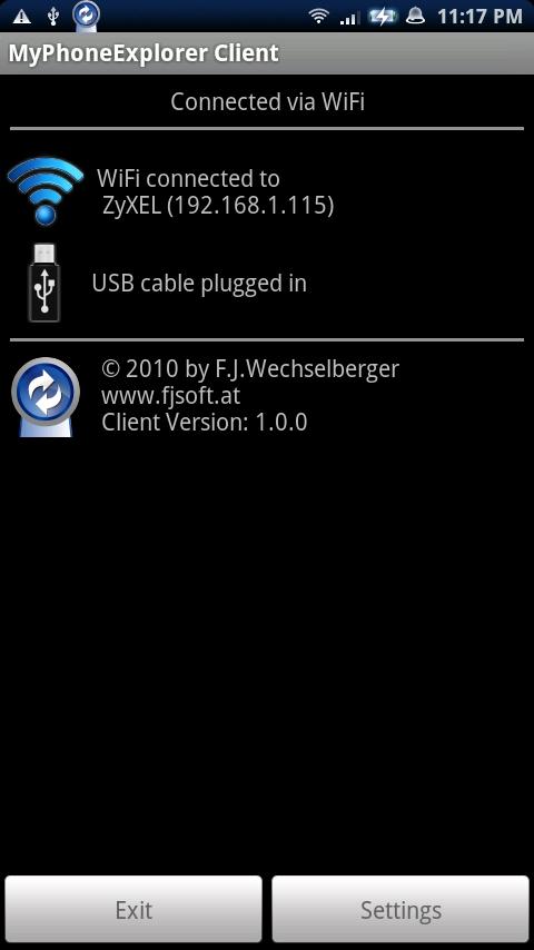 MyPhoneExplorer Client Android Communication