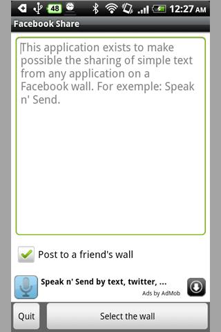 Facebook Share Android Communication