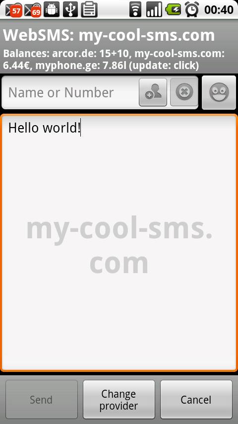 WebSMS my-cool-sms.com Android Communication