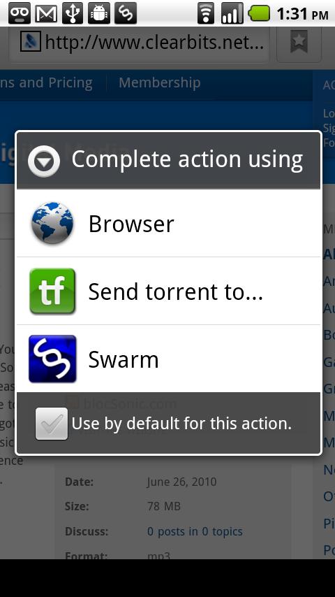 Swarm Torrent Client Android Communication
