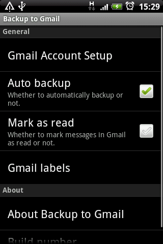 Backup to Gmail Android Communication