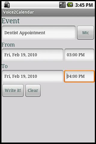 Voice 2 Calendar Android Communication