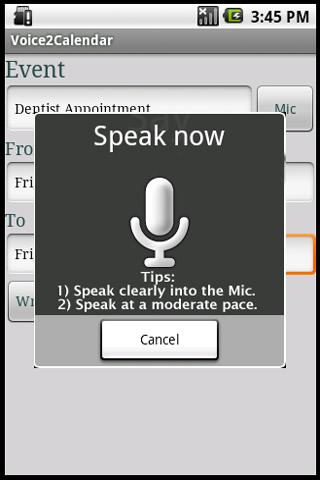 Voice 2 Calendar Android Communication