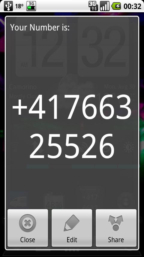 My Phone Number Widget Android Communication