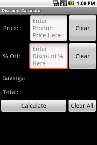 Simple Discount Calculator Android Shopping