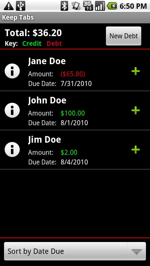 Keep Tabs Debt Management Android Finance
