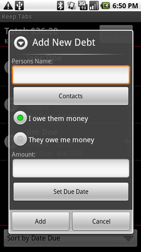 Keep Tabs Debt Management Android Finance