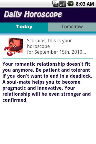Scorpio Daily Horoscope Android Lifestyle