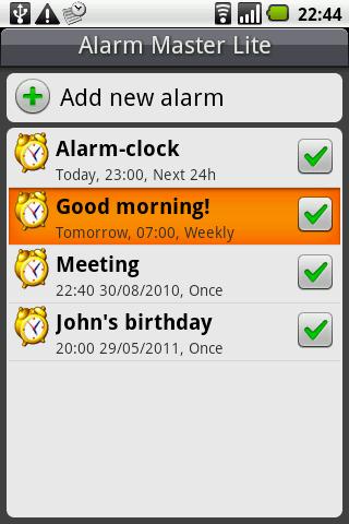 Alarm Master Lite Android Lifestyle