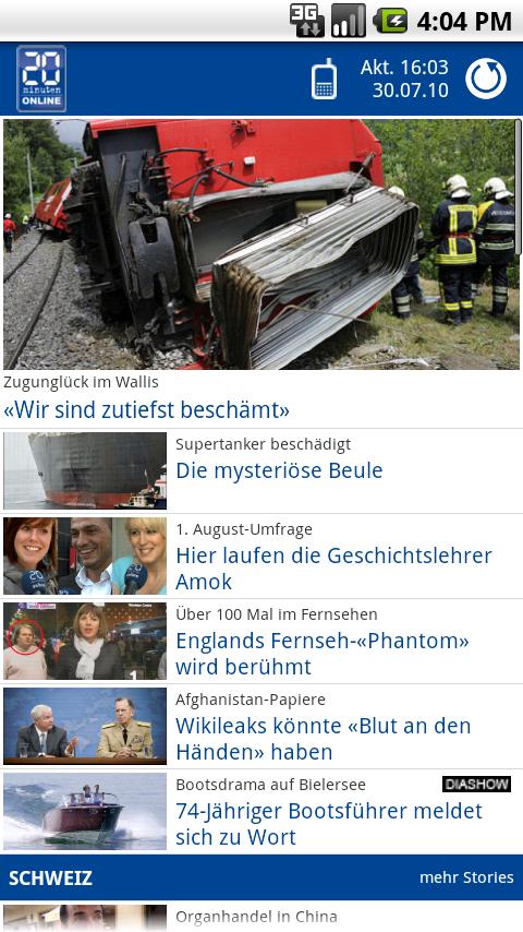 20 Minuten Online Android News & Weather