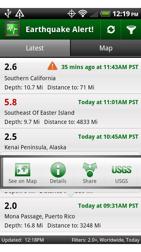 Earthquake Alert! Android News & Weather