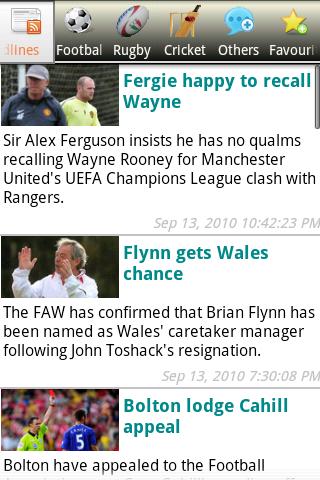 Mobile Sports News Sky