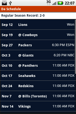 Da Schedule Android Sports