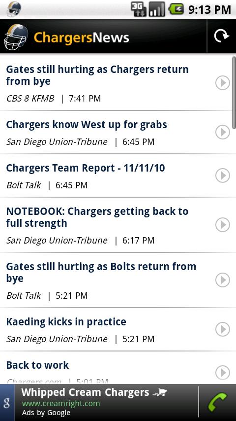 Chargers News Android Sports