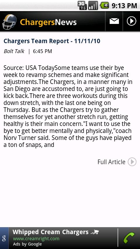 Chargers News Android Sports