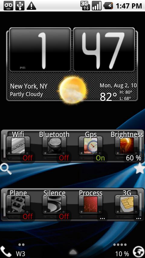 Black and White Chrome Clock Android Themes