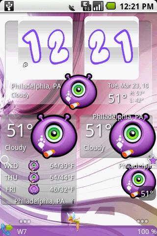 Purple monster weather skin Android Themes