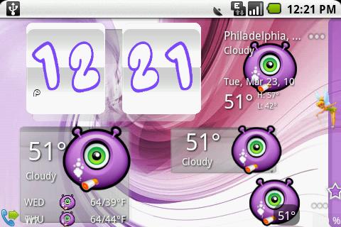 Purple monster weather skin Android Themes
